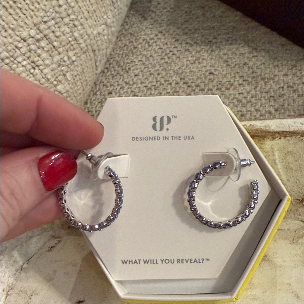 Sparkling Silver Crystal Hoop Earrings